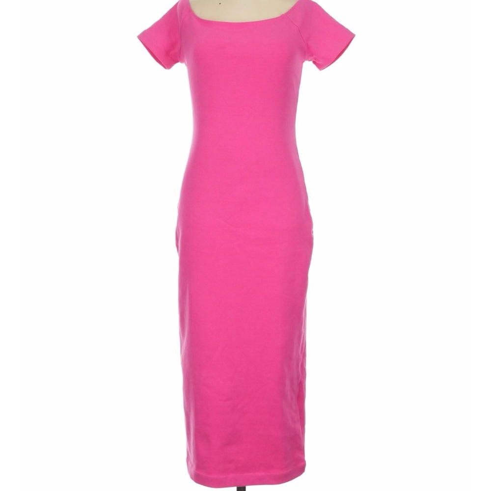 Zara Hot Pink/ Fuchsia Off Shoulder Midi Dress